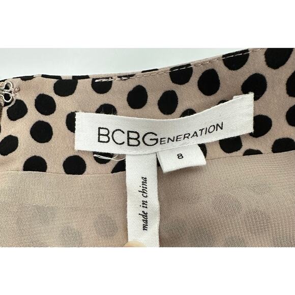 BCBGeneration Tan and Black Polka Dot Mini Skirt Size 8 - Picture 6 of 8